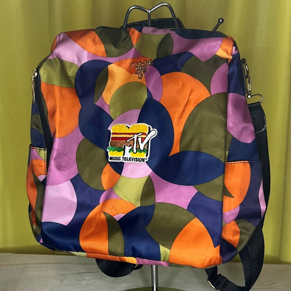 Poaba Multi Color Backpack Anti Theft Water Resistant MTV patch - Picture 4 of 12
